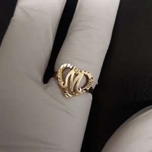 Initial Letter M 10K Gold Ring
